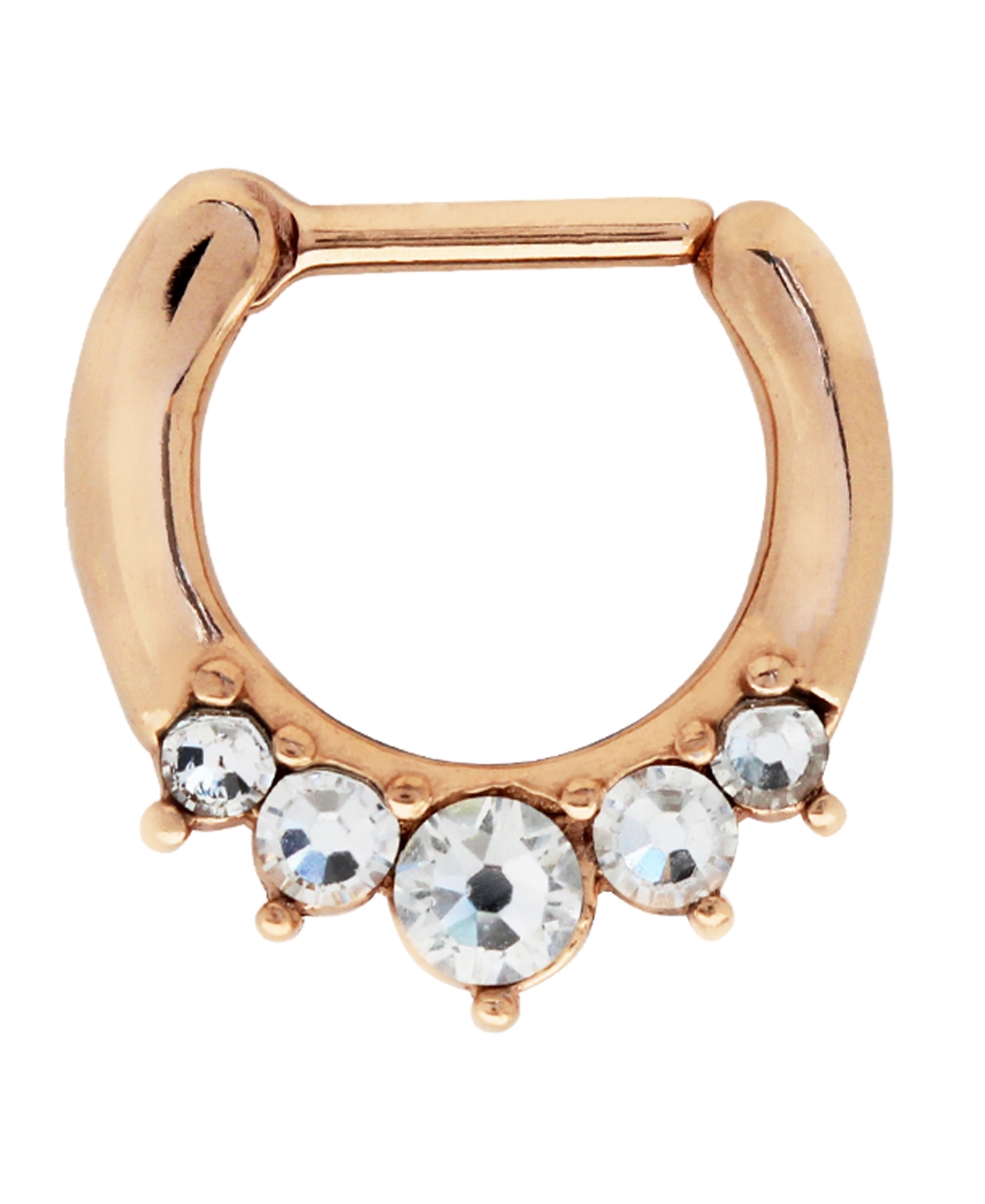 Bodifine Stainless Steel Crystal Septum Clicker - Rose Gold
