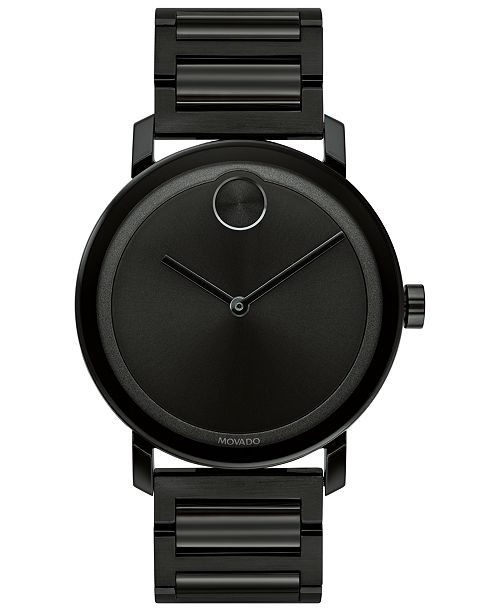 Movado Men S Swiss Bold Black Stainless Steel Bracelet Watch 40mm