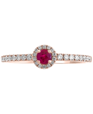 image of Effy Certified Ruby (1/8 ct. t.w.) & Diamond (1/5 ct. t.w.) Ring in 14k Rose Gold