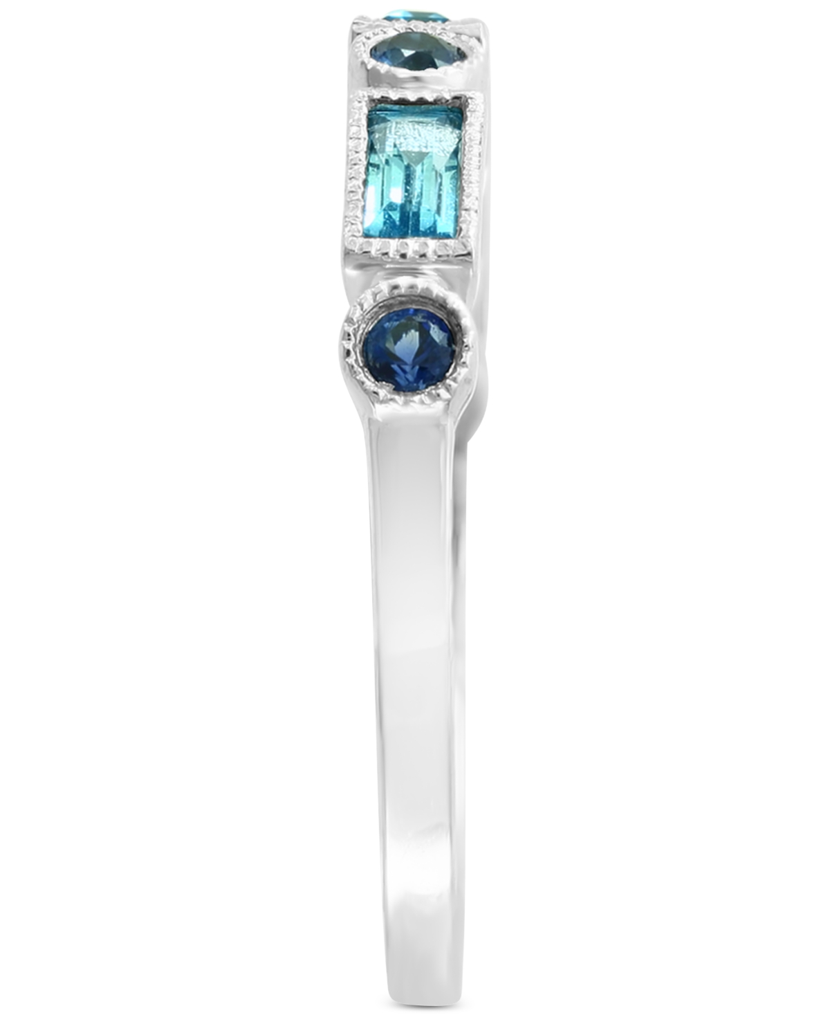 (1/3 ct. t.w.) and Sapphire (1/5 ct. t.w.) Ring in 14k White Gold - Blue Topaz