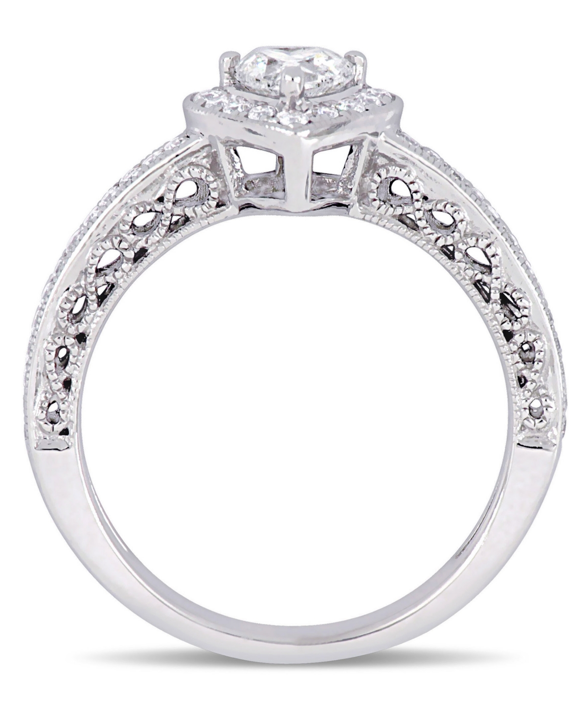 Certified Diamond (1/2 ct. t.w.) Heart-Shape Halo Engagement Ring in 14k- White Gold