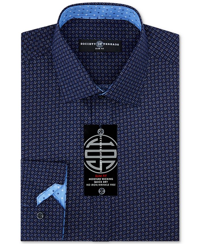 Society Of Threads Mens Slim Fit Non Iron Performance Solid Dress Shirt Red Size Large main image 1