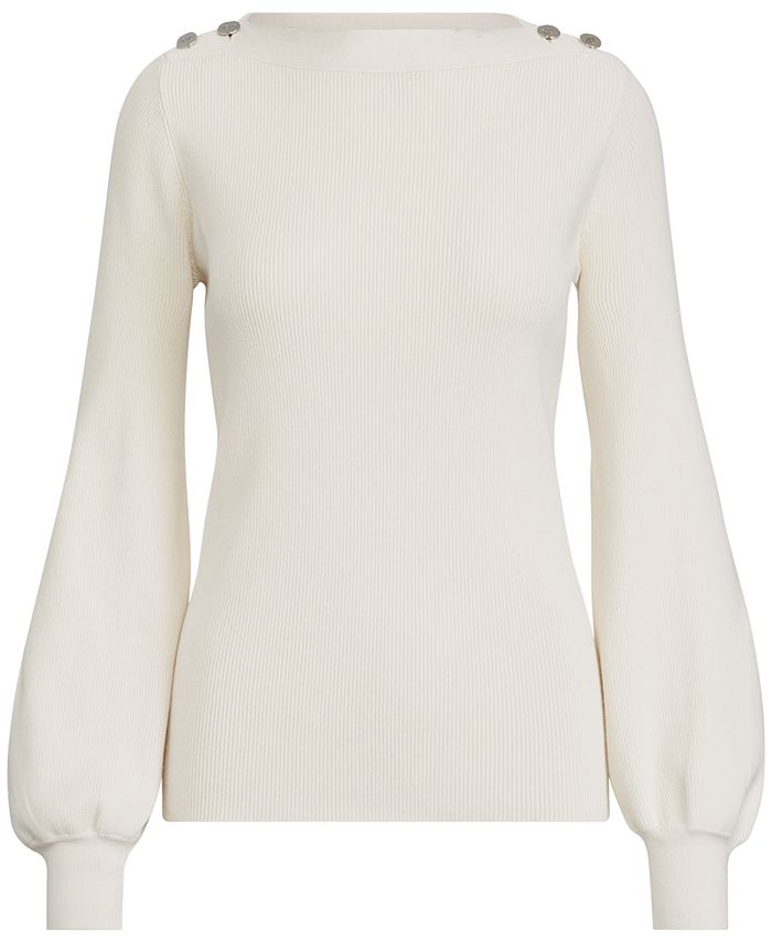 Lauren Ralph Lauren Petite Bishop-Sleeve Ribbed Sweater - Macy's