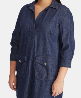 Lauren Ralph Lauren Plus Size Denim Cotton Shift Dress