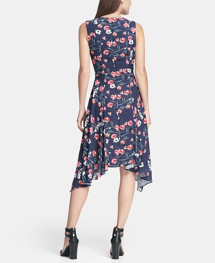 DKNY Floral Print Handkerchief Hem Dress, Created for Macy's - Macy's