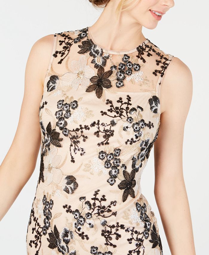 Calvin Klein Floral Embroidered Trumpet Midi Dress & Reviews - Dresses ...
