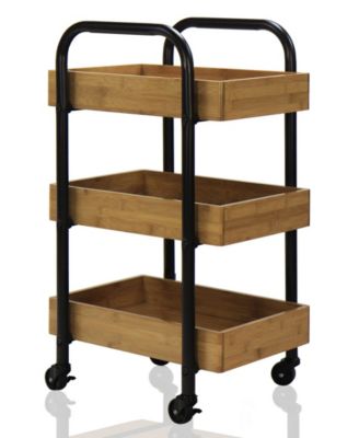 Portable Storage Cart with 3 Easy Removable Bamboo Trays