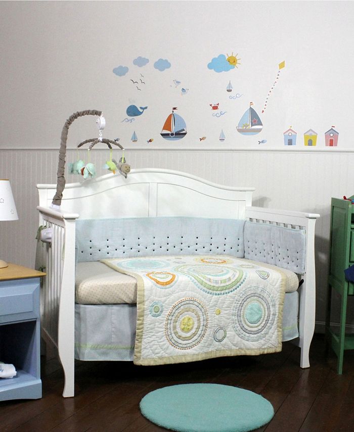 3 Stories Trading Nurture Cosmo Dots Blue 4 Piece Nursery Bedding