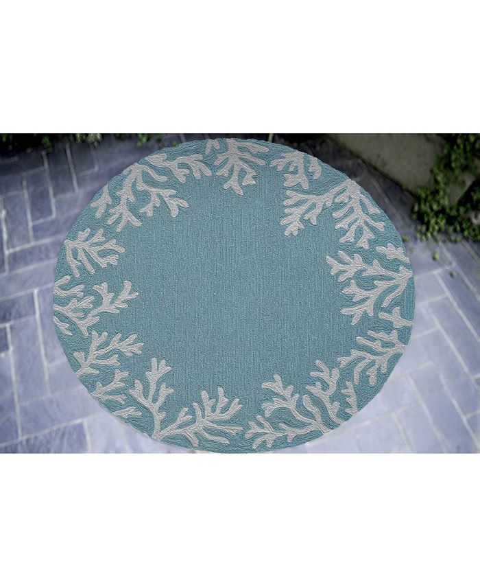 Liora Manne' Capri 1620 Coral Border 5' Indoor/Outdoor Round Area Rug