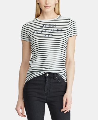 Lauren Ralph Lauren - Striped Stencil-Logo T-Shirt