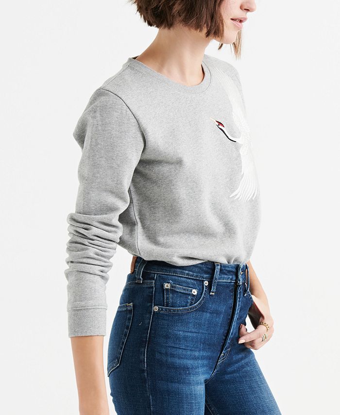 Lucky Brand Embroidered-Crane Sweatshirt & Reviews - Tops - Women - Macy's