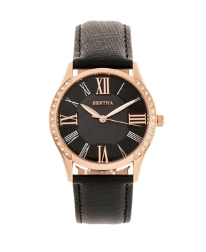 image of Bertha Quartz Sadie Black Genuine Leather Watch, 36mm
