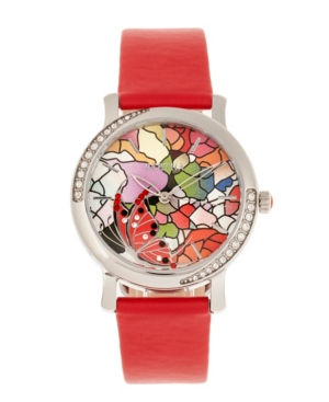 image of Bertha Quartz Vanessa Red Genuine Leather Watch, 36mm
