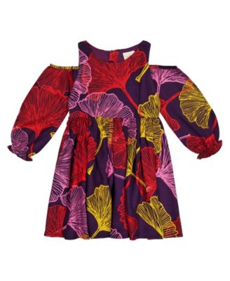 Masala Baby Girls Layla Dress Ginkgo Leaves - Macy's