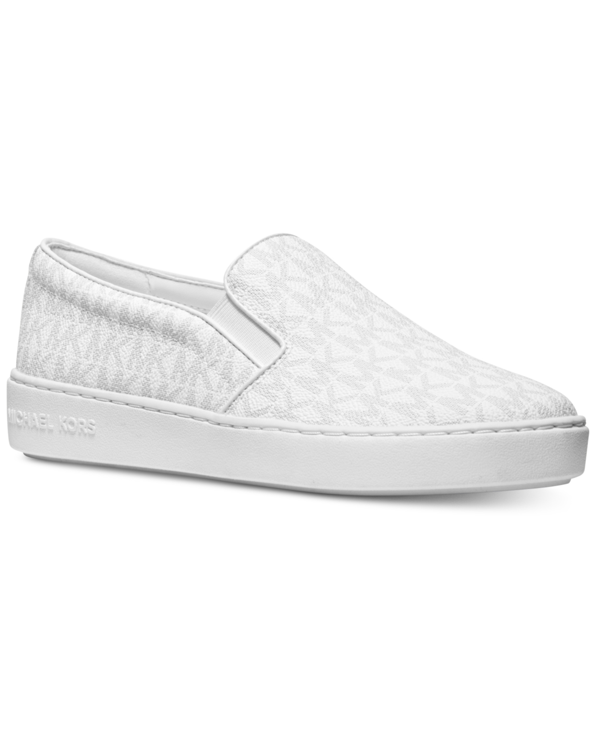 Michael Kors Michael  Women's Keaton Slip-on Logo Sneakers In Bright White Logo