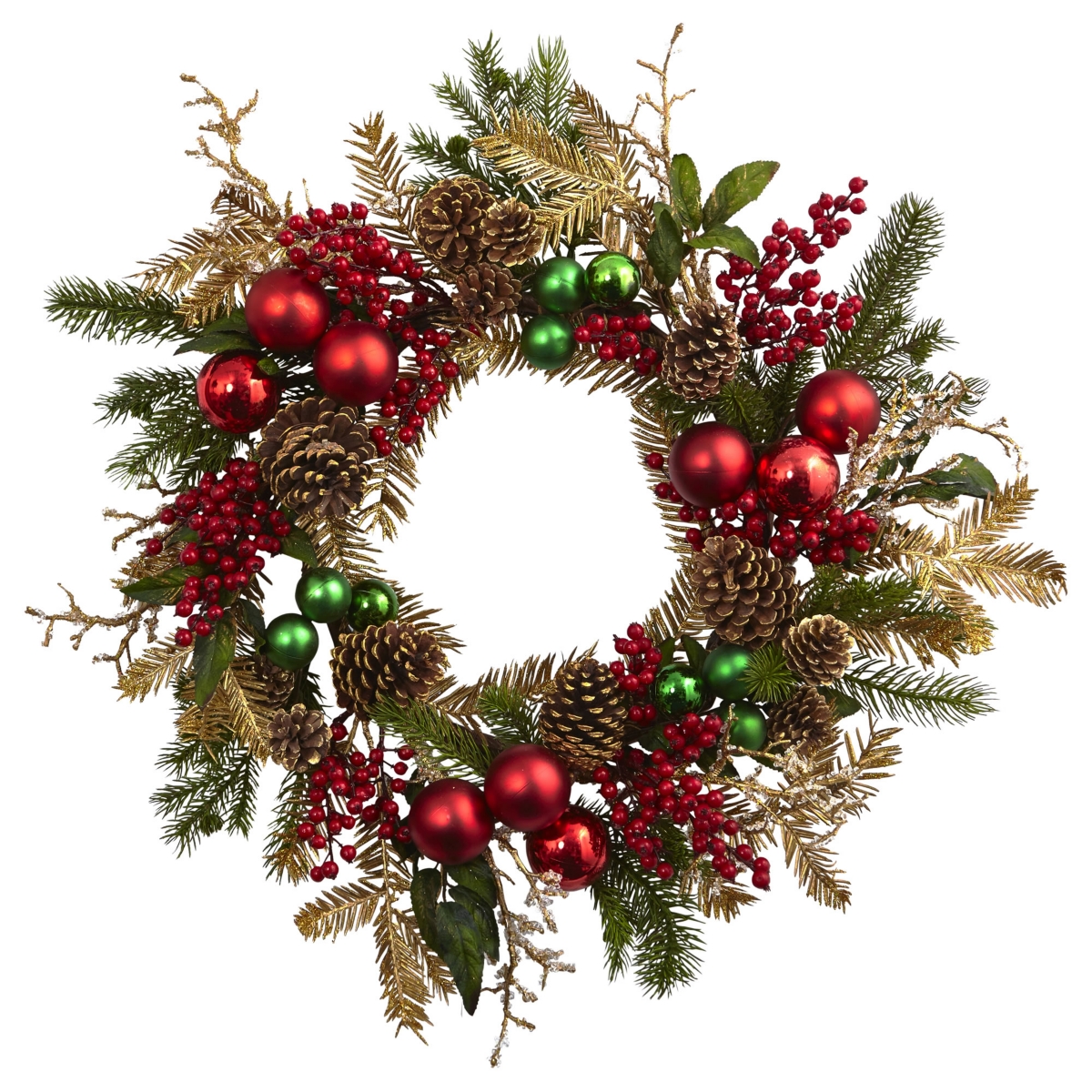 24" Ornament, Pine and Pine cone Wreath - Multi