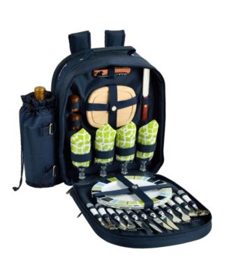 Deluxe 4 Person Picnic Backpack Cooler with Insulated Wine Pouch