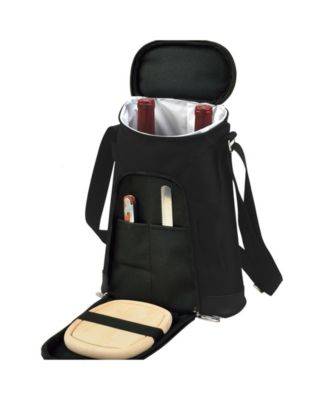 - 2 Bottle Wine Cooler Tote with Cheese Board, Knife, Corkscrew