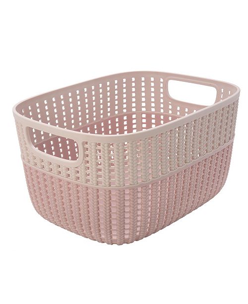 Simplify 2 Tone Decorative Medium Storage Basket In Blush