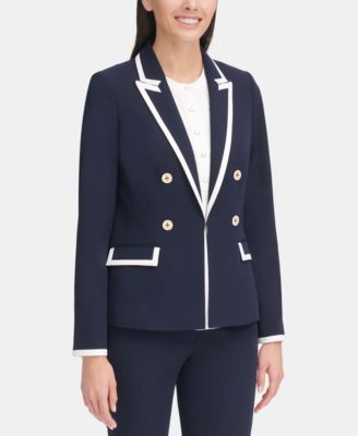 Tommy Hilfiger Piped Double-Breasted Blazer