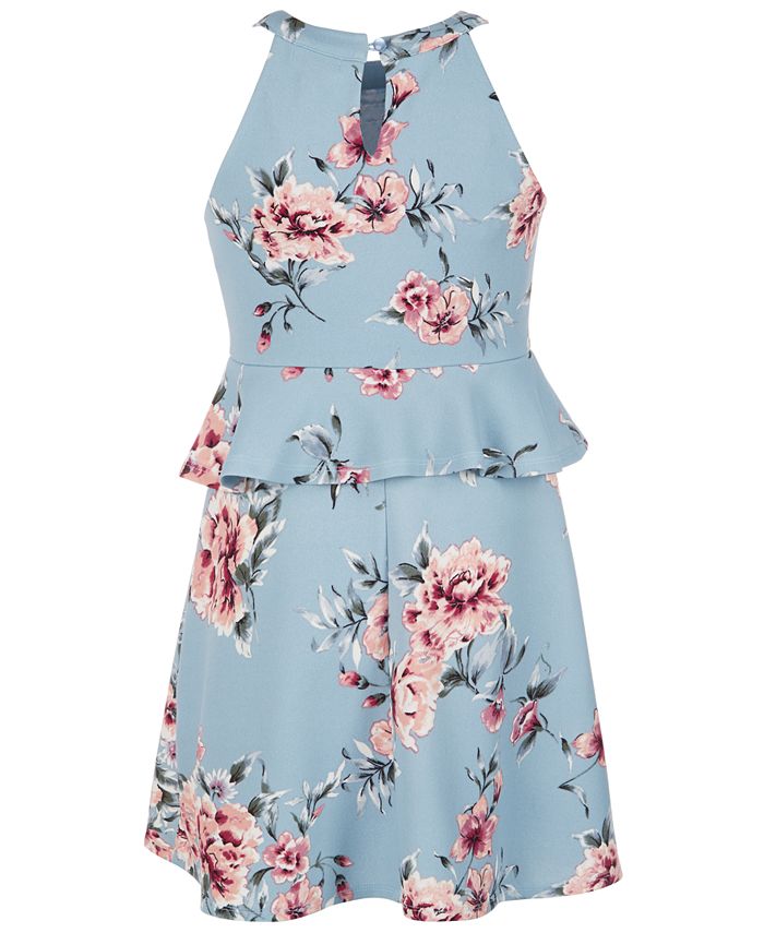 Monteau Big Girls Floral-Print Peplum Dress - Macy's