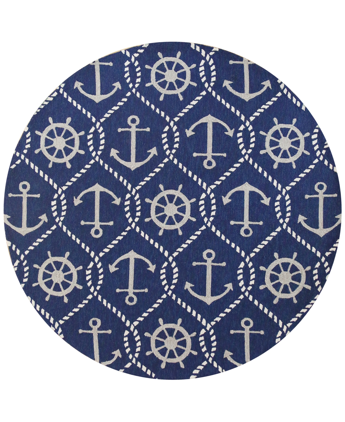 Kas Harbor Marina 4220 Navy 7'6in Indoor/Outdoor Round Area Rug - Navy