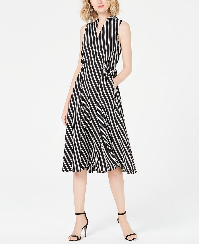 Anne Klein Striped Midi Dress & Reviews - Dresses - Women - Macy's