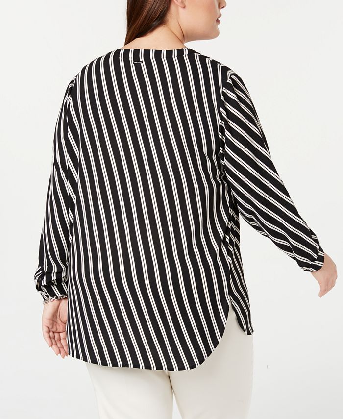 Anne Klein Plus Size Striped Top - Macy's