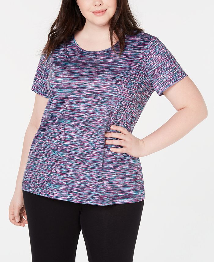 Ideology Plus Size Space-Dyed Keyhole-Back Top, Created for Macy's ...