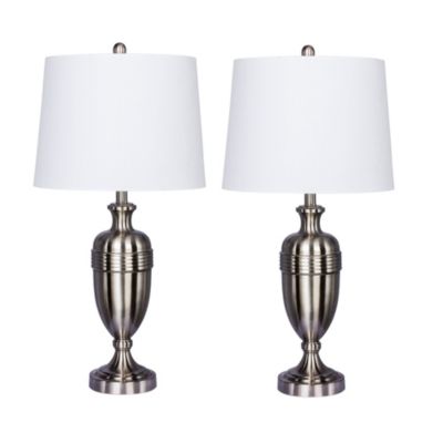 1590BS Pair of 29.25" Brushed Steel Decorative Table Lamps