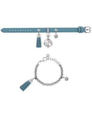 Furla Women's Stacy White Dial Stainless Steel Chain Calfskin Leather Watch Set