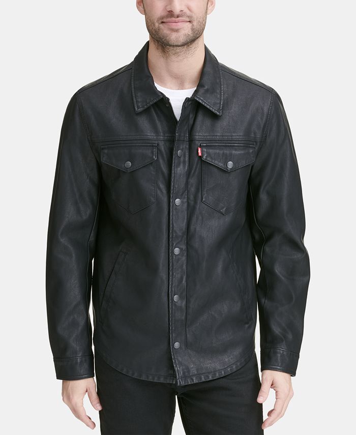 Levi's Men's Faux Leather Shirt Jacket & Reviews - Coats & Jackets - Men -  Macy's