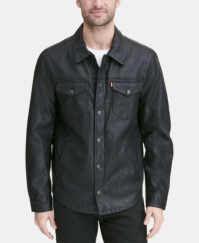 Levi's Men's Faux Leather Shirt Jacket & Reviews - Coats & Jackets ...