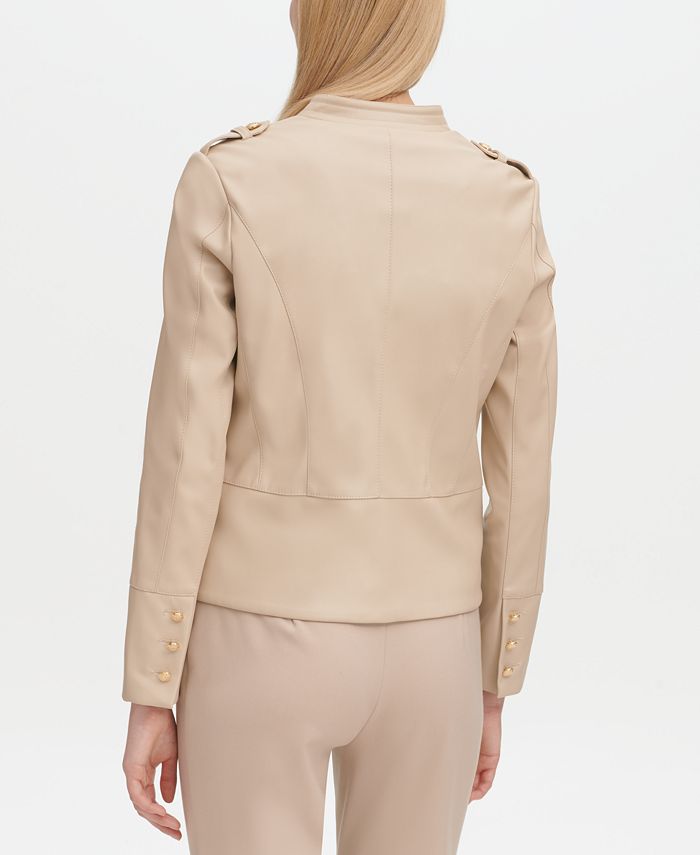Calvin Klein FauxLeather Military Jacket Macy's