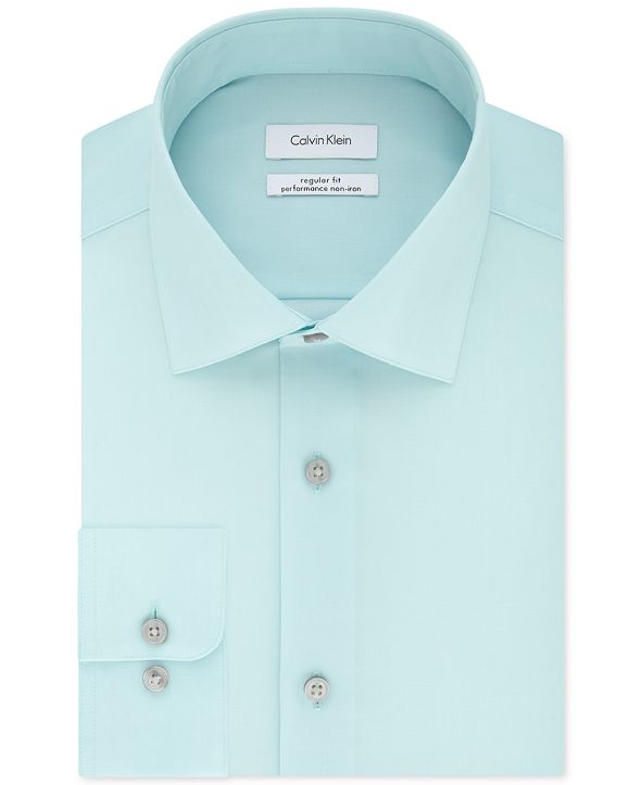 Calvin Klein Men's ClassicFit NonIron Performance Herringbone Spread Collar Dress Shirt