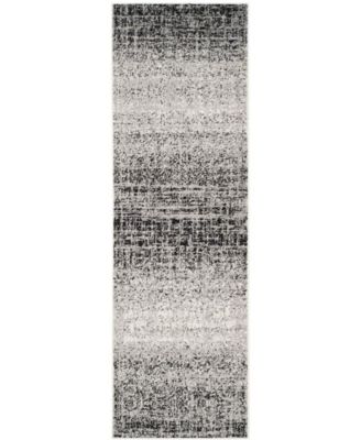 Adirondack Silver and Black 2'6" x 8' Runner Area Rug