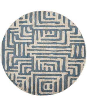 Safavieh Amsterdam Ivory and Light Blue 6'7in x 6'7in Round Area Rug