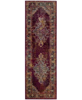 Crystal Ruby and Navy 2'2" x 7' Runner Area Rug