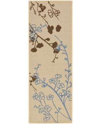 Courtyard Natural Brown and Blue Area Rug Collection