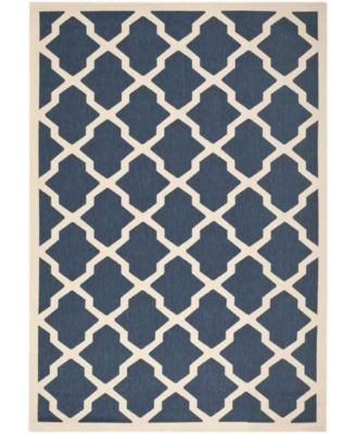 Courtyard CY6903 Navy and Beige 5'3" x 7'7" Sisal Weave Outdoor Area Rug