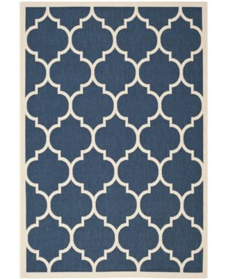 Courtyard CY6914 Navy and Beige 5'3" x 7'7" Sisal Weave Outdoor Area Rug