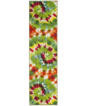 Safavieh Paint Brush Green and Orange 2'3in x 8' Runner Area Rug