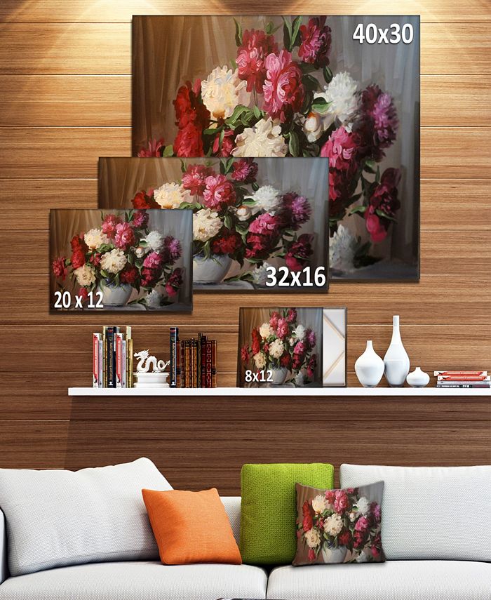 Design Art Designart Bouquet Of Blooming Peonies Large Floral Wall Art ...