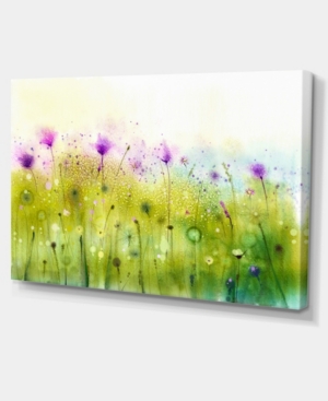 Design Art Designart Green Purple Cosmos Of Flowers Large Flower Canvas Wall Art - 32" X 16" In Red