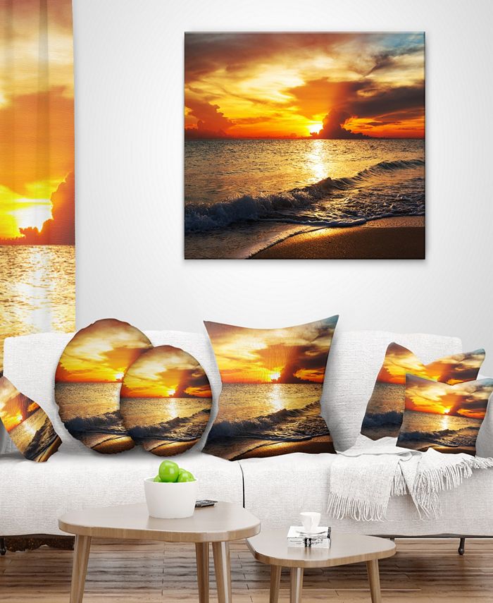 Design Art Designart Colorful Dramatic Sunset Over Waves Modern Beach ...