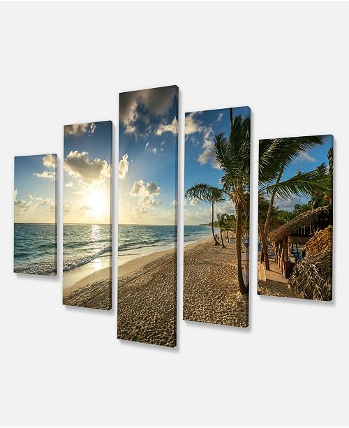 Design Art Designart Beautiful Caribbean Vacation Beach Large Beach Canvas Wall Art 60 X 32 5 Panels Reviews Wall Art Macy S