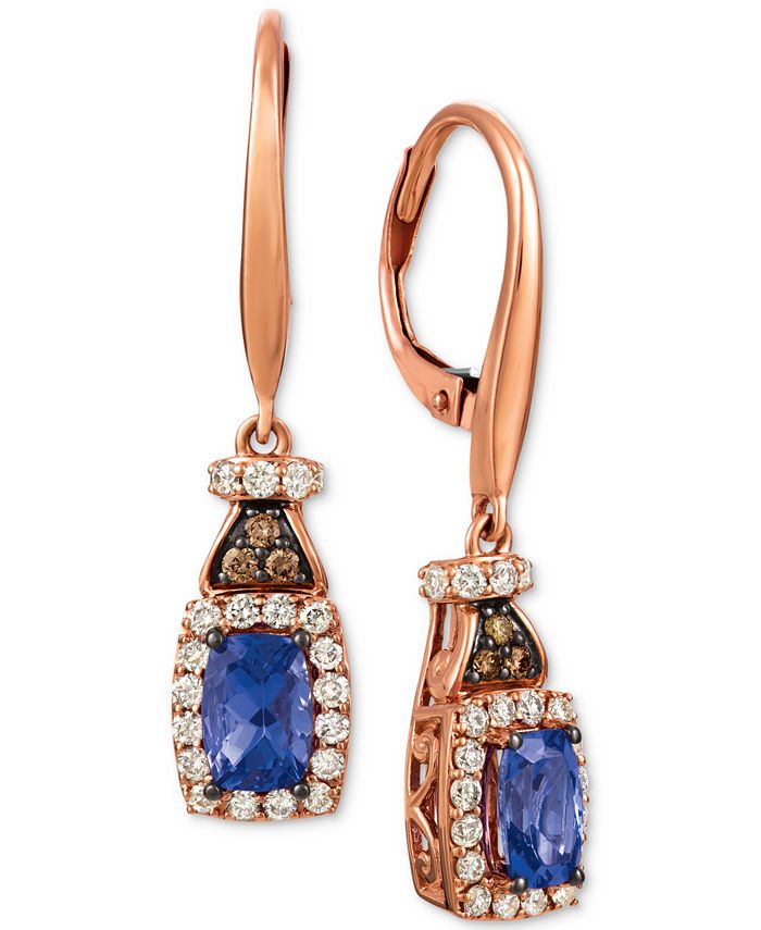 Le Vian - Blueberry Tanzanite (3/4 ct. t.w.), Nude Diamond (1/2 ct. t.w.) and Chocolate Diamond (1/10 ct. t.w.) Earrings in 14k Rose Gold
