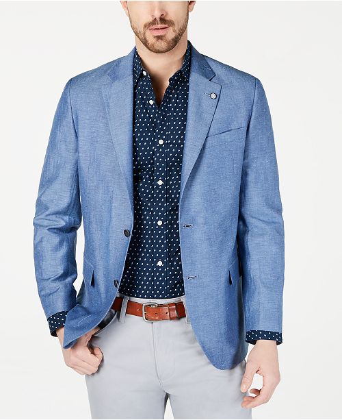 Nautica Men S Modern Fit Medium Blue Solid Sport Coat Reviews