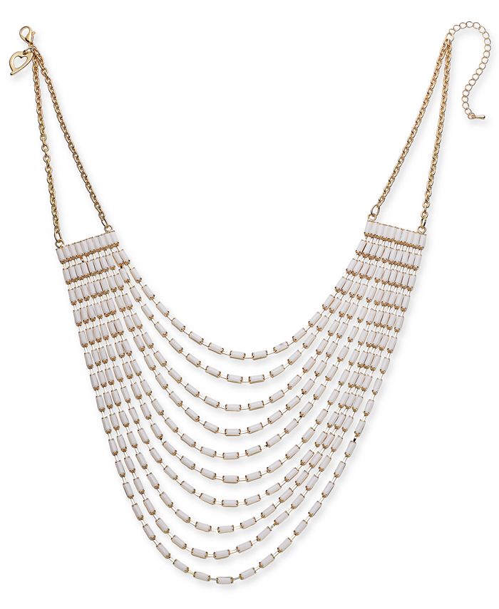 Thalia Sodi Gold-Tone White Baguette Multi-Row Necklace, 17