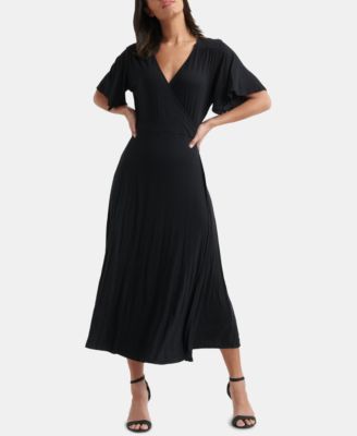 wrap dress with flutter sleeves